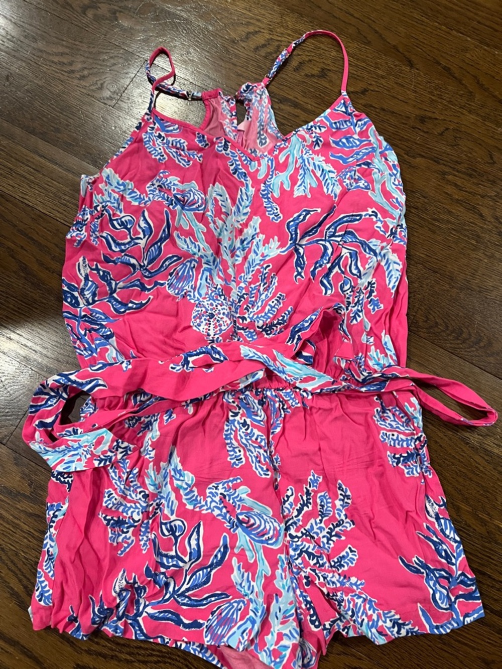 Lilly Pulitzer Pink Blue Coral-Print Romper
